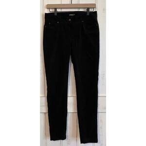 J. McLaughlin Black Velvet Pants Straight Leg Skinny Preppy Jean Stretch Size 2